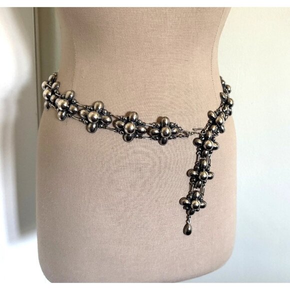 Custom PAT AREIAS Artisan STERLING Silver Adjustable LINK BELT Solid Silver 34\